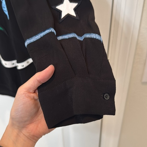 Maje Cloevi Embroidered Color Blocked Button Down Shirt Size Small - Picture 9 of 14